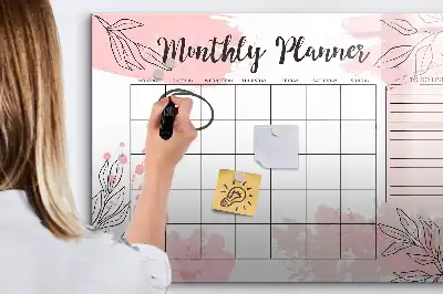 Tableau magnétique à dessiner planificateur mensuel rose