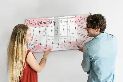 Tableau magnétique à dessiner planificateur mensuel rose