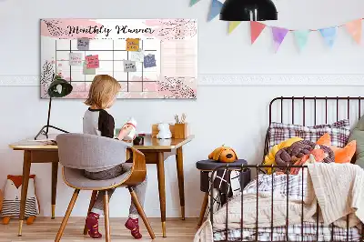 Tableau magnétique à dessiner planificateur mensuel rose