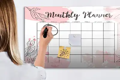 Tableau magnétique à dessiner planificateur mensuel rose