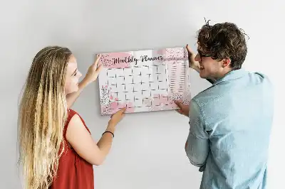 Tableau magnétique à dessiner planificateur mensuel rose