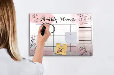 Tableau magnétique à dessiner planificateur mensuel rose