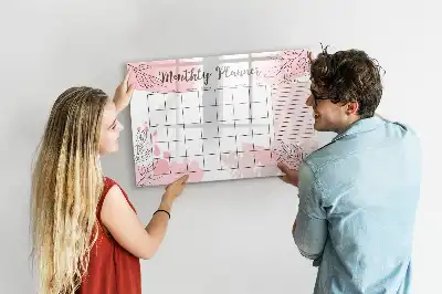 Tableau magnétique à dessiner planificateur mensuel rose