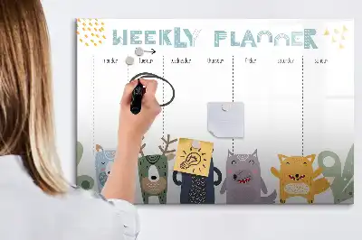 Tableau magnétique pour dessiner planificateur hebdomadaire pour enfants
