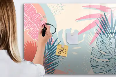 Tableau magnétique à dessiner feuilles pastel