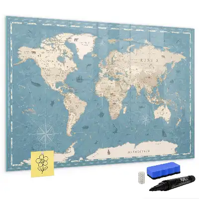 Tableau magnétique à dessiner carte du monde vintage