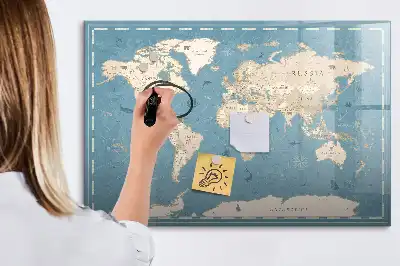 Tableau magnétique à dessiner carte du monde vintage