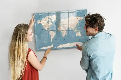 Tableau magnétique à dessiner carte du monde vintage