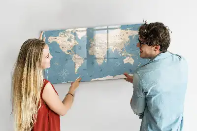 Tableau magnétique à dessiner carte du monde vintage