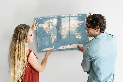 Tableau magnétique à dessiner carte du monde vintage