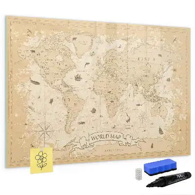 Carte du monde vintage tableau magnétique pour dessiner