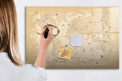 Carte du monde vintage tableau magnétique pour dessiner