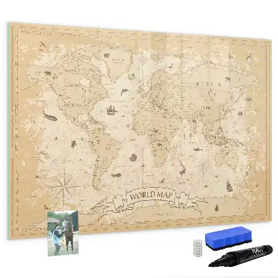 Carte du monde vintage tableau magnétique pour dessiner