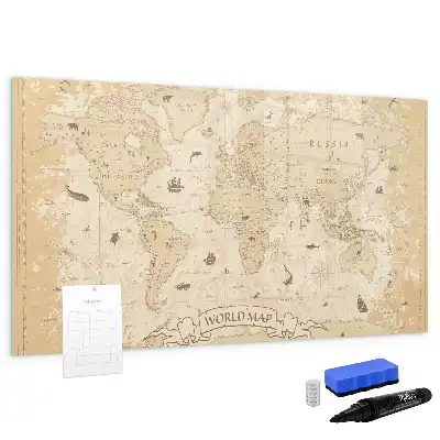 Carte du monde vintage tableau magnétique pour dessiner