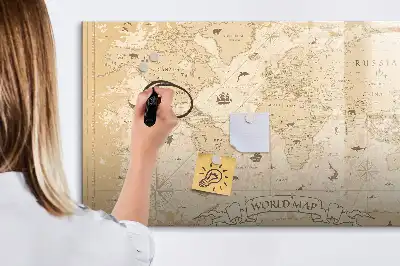 Carte du monde vintage tableau magnétique pour dessiner
