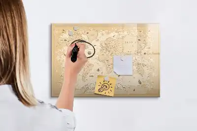 Carte du monde vintage tableau magnétique pour dessiner