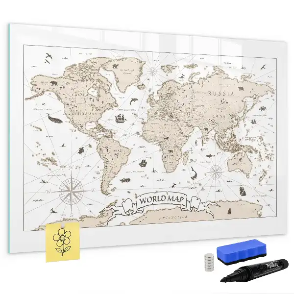 Carte du monde vintage magnétique à dessiner tableau magnétique