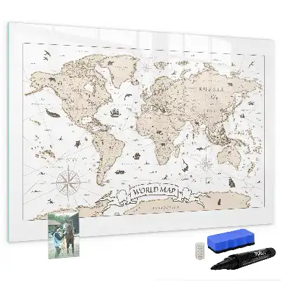 Carte du monde vintage magnétique à dessiner tableau magnétique