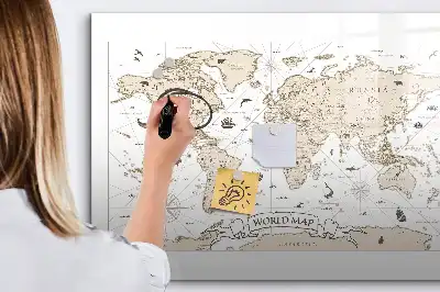 Carte du monde vintage magnétique à dessiner tableau magnétique