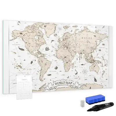 Carte du monde vintage magnétique à dessiner tableau magnétique
