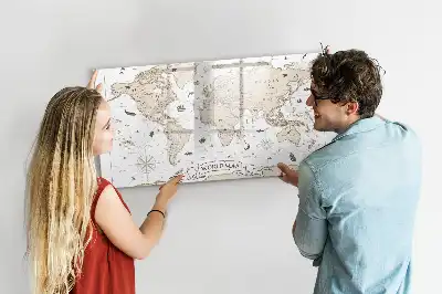 Carte du monde vintage magnétique à dessiner tableau magnétique