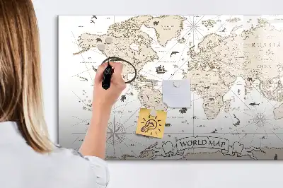 Carte du monde vintage magnétique à dessiner tableau magnétique