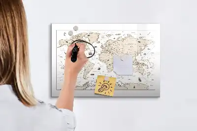 Carte du monde vintage magnétique à dessiner tableau magnétique