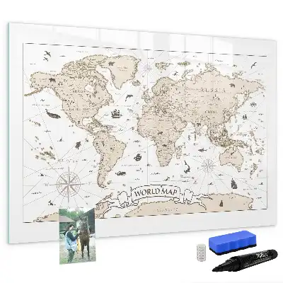 Carte du monde vintage magnétique à dessiner tableau magnétique