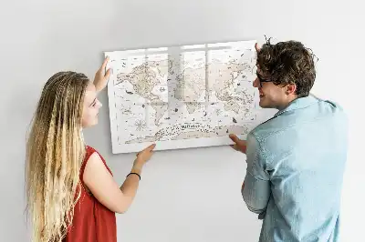 Carte du monde vintage magnétique à dessiner tableau magnétique