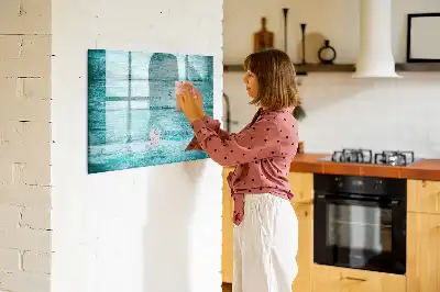 Tableau magnétique pour dessiner en bois bleu vieilli