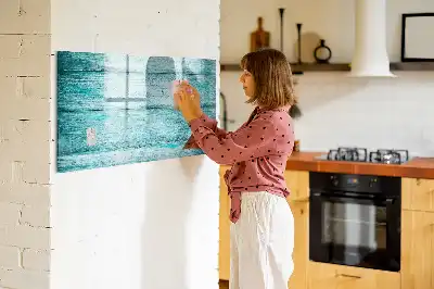 Tableau magnétique pour dessiner en bois bleu vieilli