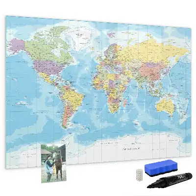 Carte politique du monde tableau magnétique à dessiner