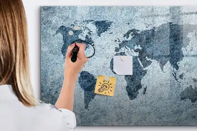 Tableau magnétique à dessiner carte du monde peinte