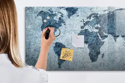 Tableau magnétique à dessiner carte du monde peinte