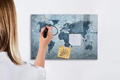 Tableau magnétique à dessiner carte du monde peinte