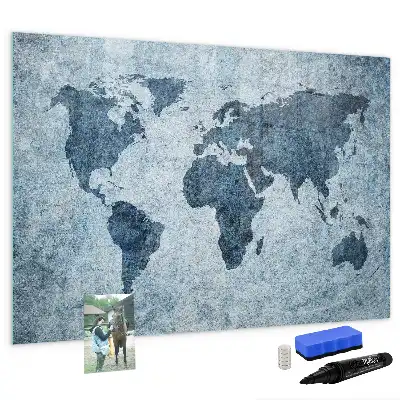 Tableau magnétique à dessiner carte du monde peinte