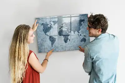 Tableau magnétique à dessiner carte du monde peinte