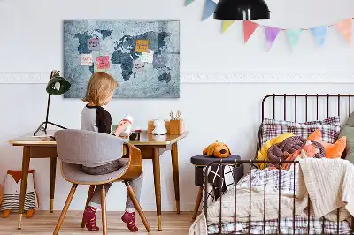 Tableau magnétique à dessiner carte du monde peinte