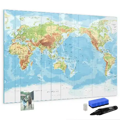 Carte physique du monde tableau magnétique pour dessiner