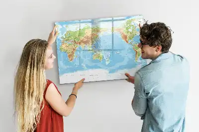Carte physique du monde tableau magnétique pour dessiner