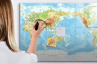 Carte physique du monde tableau magnétique pour dessiner