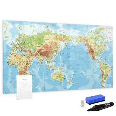 Carte physique du monde tableau magnétique pour dessiner