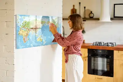 Carte physique du monde tableau magnétique pour dessiner