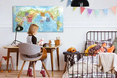 Carte physique du monde tableau magnétique pour dessiner