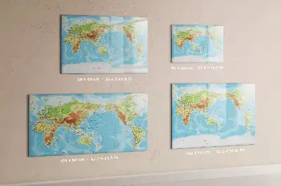 Carte physique du monde tableau magnétique pour dessiner