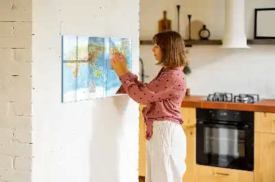 Carte physique du monde tableau magnétique pour dessiner