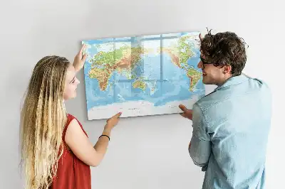 Carte physique du monde tableau magnétique pour dessiner