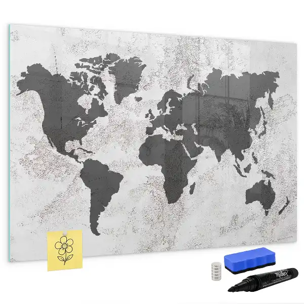 Tableau magnétique pour dessiner carte du monde sur béton
