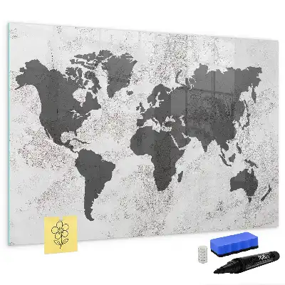 Tableau magnétique pour dessiner carte du monde sur béton
