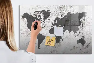 Tableau magnétique pour dessiner carte du monde sur béton